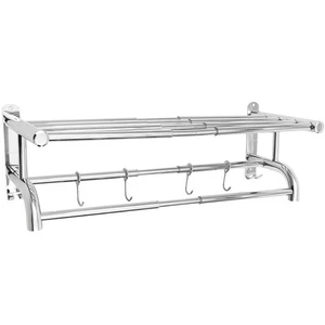 Towel Rack Bathroom Hotel Rail Holder Stainless Steel Wall Mounted Storage Shelf - Picture 1 of 16