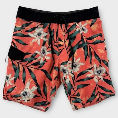 Volcom Mod-Tech Board Shorts Mens 33 Floral Tropical Print Swim Trunks Orange - Image 1 of 4