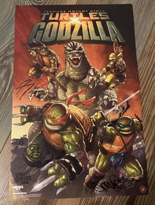 GODZILLA TEENAGE MUTANT NINJA TURTLES TMNT NYCC 2025 EXCLUSIVE POSTER 6x Signed - Picture 1 of 9