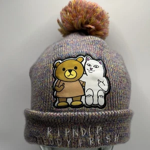 RIPNDIP x Teddy Fresh Beanie Mütze Erwachsene bestickt Bommel Grafik Skater Y2K - Bild 1 von 8