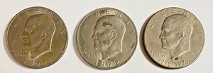 Eisenhower One Dollar Coins Set of 3 - Picture 1 of 2