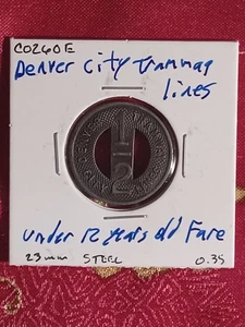 Denver City Tramway Lines Transportation Token Under 12 Years Old Fare Colorado - Picture 1 of 2