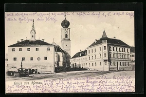 Hemau, Ortspartie mit Blick auf Kirche und Marktplatz, Ansichtskarte 1906  - Picture 1 of 2