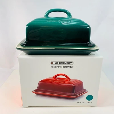Plato de mantequilla de gres Le Creuset alcachauta color azul verde nuevo en caja Foto 1 de 4