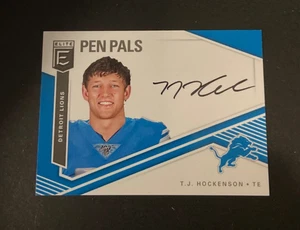 2019 Panini Donruss Elite Pen Pals T.J.Hockenson Lions #PP-TH Black Auto - Picture 1 of 2