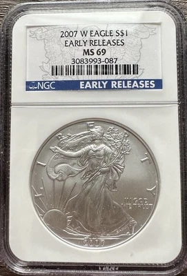 Silver Eagle NGC MS69 2007-W *Primeros lanzamientos Foto 1 de 2