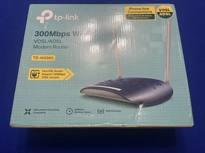 TP-LINK (TD-W9960) 300Mbps Wireless VDSL2/ADSL2  Modem Router 4-Port 10/100 - Image 1 of 4