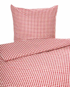 Cottage Bed Cover Red White Checked with Zipper 100% Cotton Vichy - Picture 1 of 2