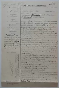 Gendarmerie Nationale Procès-Verbal 1901 Voies de Fait & blessures légères 247 - Imagen 1 de 2