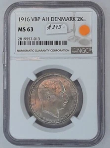 1916 VBP AH DENMARK 2K (2 KRONER). NGC CERTIFIED MS63. - Picture 1 of 4