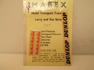 RARE MABEX 569A DUNLOP ORIGINAL DECALS DECALQUES ORIGINAUX HO O LOOK - Photo 1/4