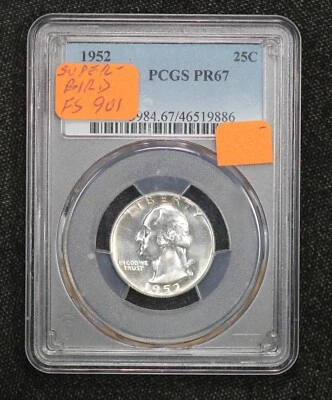 1952 Proof Washington Quarter PCGS PR-67 Superbird FS-901 49M1 - Image 1 of 4