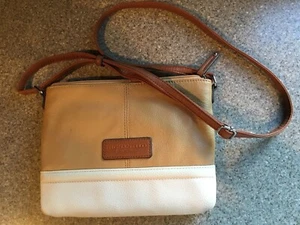 Tignanello Pebbled Tan Chestnut and White Crossbody Bag - Picture 1 of 7