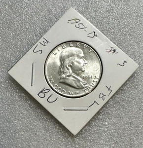 1951 D Franklin Half Dollar Frosted Luster FBL BU MS - Bild 1 von 2