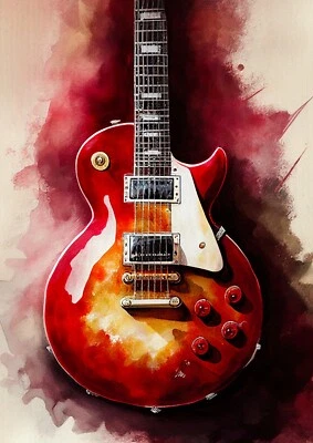 A4 Size Electric Guitar, Gibson Music Poster Print Wall Art Home Decor Man Cave - Image 1 of 2