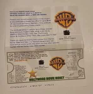 Warner Brothers Hollywood Film Coupon 2003 - Bild 1 von 2