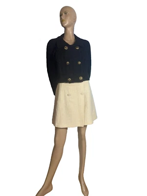 Lolita tweed jupe à langer brigade spéciale mini jupe crème coton rétro 38 40 - Photo 1/4