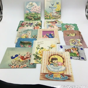 Tarjetas de felicitación 17 vintage años 40-50 algunas láminas metálicas en relieve brillantes - Imagen 1 de 6