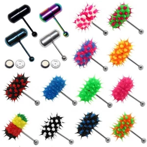 Fashion Women Men Vibrating Silicone Tongue Ring Bar Stud Piercing + 2 Batteries - Picture 1 of 21
