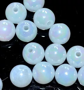 50pcs 10mm AB white round acrylic beads for DIY Craft, Jewellery Making - Picture 1 of 1
