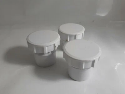 FLOPLAST 3 x 40mm Solvent Weld Waste Screwed Access Plug Cap White Pipe Waste Water