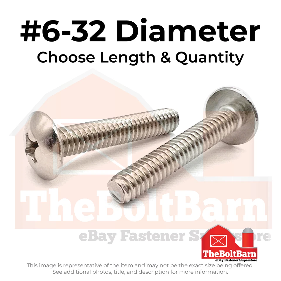 #6-32 18-8 Stainless Steel Phillips Truss Head Machine Screws (Pick Length&Qty) - Image 1 of 1