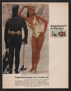 1969 JULIE NEWMAR - CAT WOMAN - Batman - COPPERTONE Suntan Lotion VINTAGE AD - Picture 1 of 1