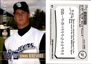 Simon Beresford 2005 Helena Brewers Team Issue #NNO Card *AutographDen*