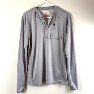 Western Rise Henley Shirt Mens M Gray Long Sleeve Button Front Zip Pockets - Picture 1 of 17