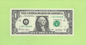 2001 ..UNCIRC $1  L 4817 9939 B .... 2001 $1  L-B      NICE NOTE        FRN - Picture 1 of 2