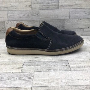 J&M Johnston & Murphy men's dark blue suede leather loafers, slip on size 12 M - Picture 1 of 8