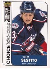 TOM SESTITO, SHEFFIELD STEELERS/COLUMBUS BLUE JACKETS, RARE NHL ROOKIE CARD.