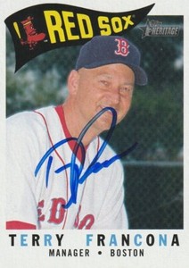 TERRY FRANCONA BOSTON RED SOX  SIGNED 2009 TOPPS HERITAGE CARD #216