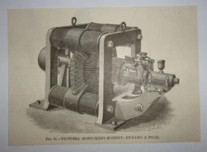 1884 Victoria (Schuckert-Mordey) Dynamo (4 Pole) Engraving - Picture 1 of 1