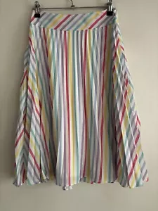 REVIEW Ladies Skirt Size 6 Pastel Pleat Pleated Midi Classic Multi Colour - Picture 1 of 14