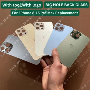 Lot For iPhone 15 14 13 12 11 XS XR 8 Back Glass Replacement Big Hole Rear Cover - Picture 1 of 1