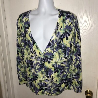 Cárdigan Suéter Northcrest Plus 16-18W Para Mujer Púrpura Verde Floral Informal Artístico Foto 1 de 4