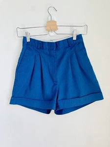 Vintage S 80s Wrangler Shorts navy blue high waist pleated preppy EUC - Picture 1 of 8