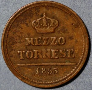 1853 Italian States 1/2 Tornese Ferdinando II KM# 362 - Picture 1 of 2