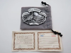 National Wild Turkey Federation Pewter Belt Buckle Fall 1987 No 1894 RARE Cert - Picture 1 of 7