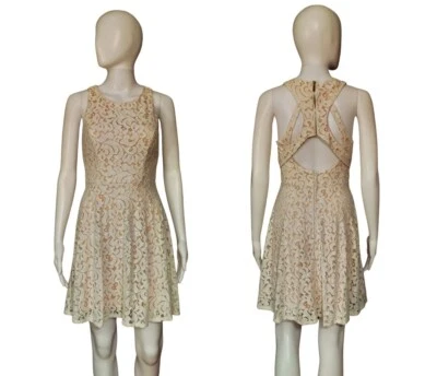 Jodi Kristopher Crochet Lace Overlay Strappy Zip Back Fit & Flare Dress Sz 1 NWT - Image 1 of 4