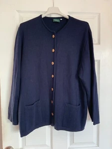 Vintage Canda Made For C&A 30% wool Women's Cardigan Size Small 18/20 navy - Picture 1 of 4