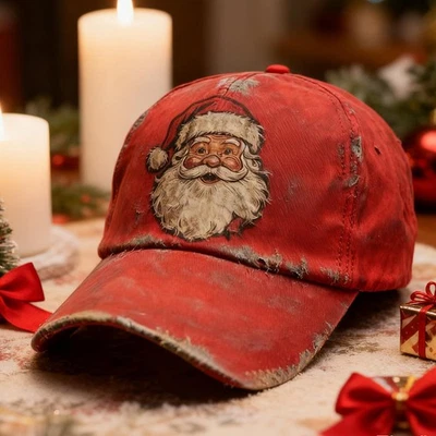 Gorra de béisbol con estampado de Papá Noel roja navideña divertida de colección sombreros de béisbol para hombre Foto 1 de 4