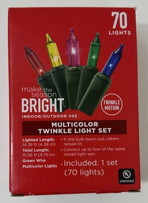 MAKE THE SEASON BRIGHT Indoor/Outdoor 70 String Multicolor Twinkle Light Set - Image 1 of 3
