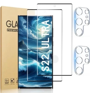 Paquete de 2 protectores de pantalla Galaxy S22 Ultra 5G + película para lente de cámara, vidrio templado 9H - Imagen 1 de 3