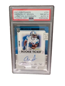 Amon-Ra St. Brown 2021 Contenders Variation #131 Autograph RC Detroit PSA 8 - Picture 1 of 2