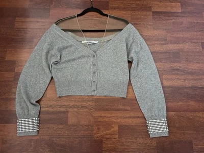 ALEXANDER WANG кристалл манжеты украшения сетки кардиган свитер в серый M - Изображение 1 из 4