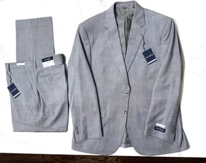 Jos. A. Bank 44R (38W L32) Grey textured Wool Suit Tailored Fit - Picture 1 of 10