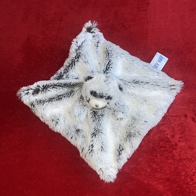 🇫🇷 Doudou Plat Ours Blanc Gris Chiné Fourrure Les Flocons BABYNAT ÉTAT NEUF - Photo 1/4