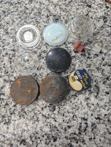 2 Vintage Glas Einmachglas Deckel, 1 Glasdeckel, 2 Zink - Bild 1 von 10